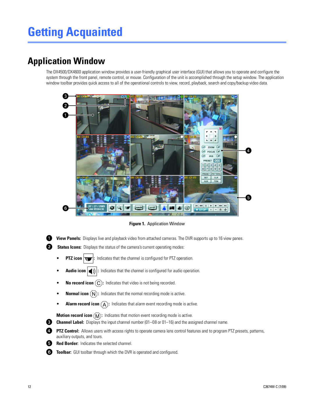 Pelco DX4600 manual Getting Acquainted, Application Window 