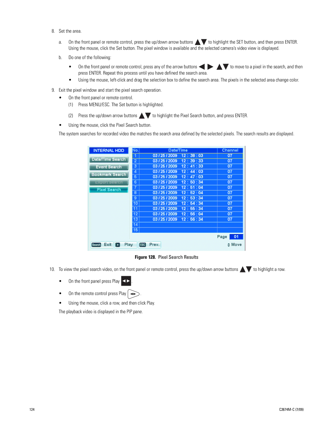 Pelco DX4600 manual Set the area, Pixel Search Results 