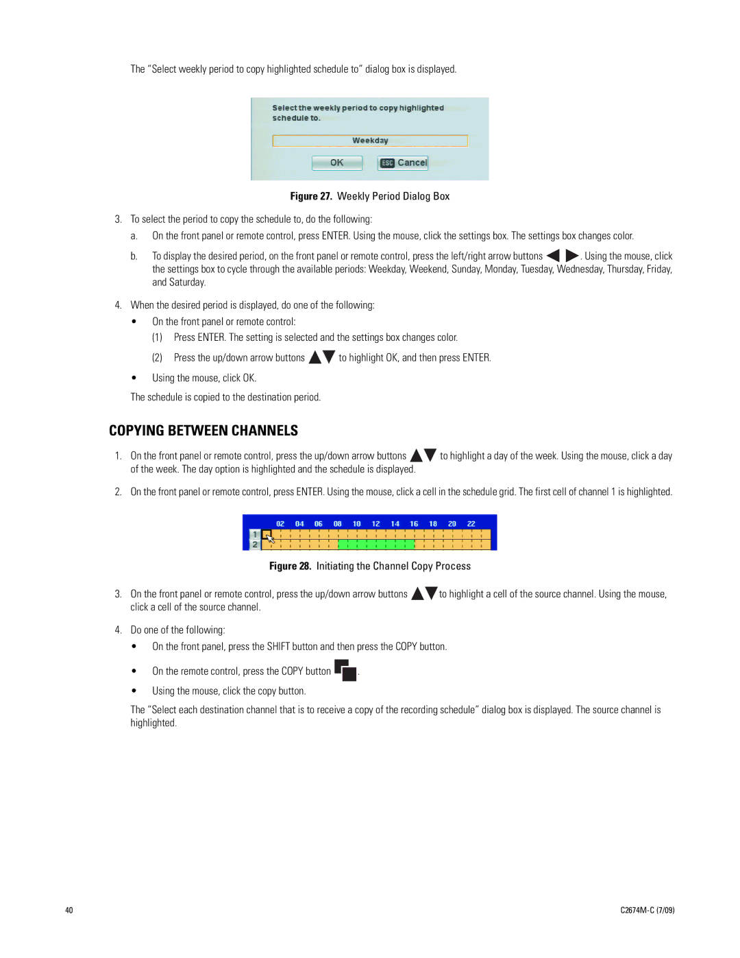 Pelco DX4600 manual Copying Between Channels 