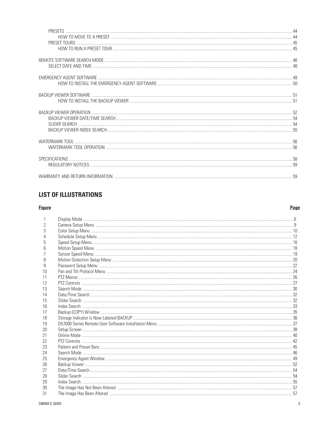 Pelco DX7000 manual List of Illustrations 