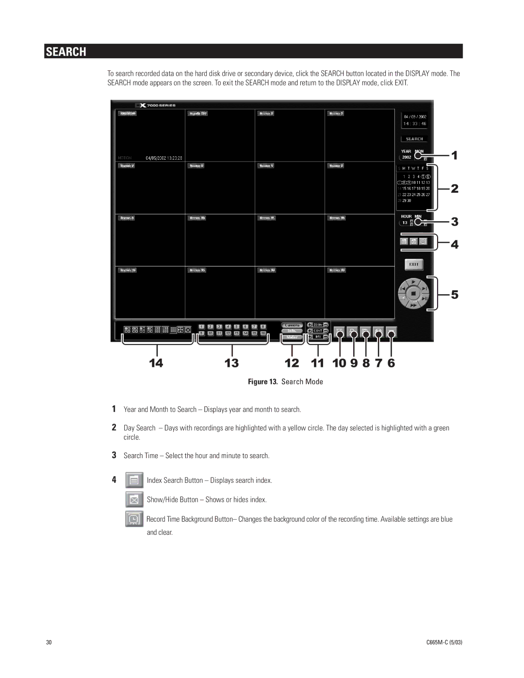 Pelco DX7000 manual Search, 11 10 9 8 7 