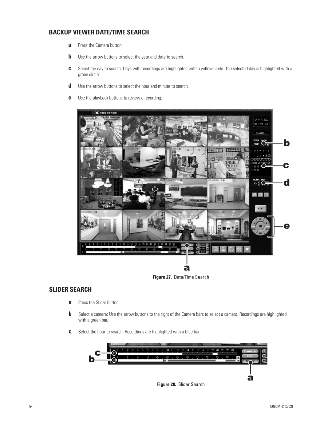 Pelco DX7000 manual Backup Viewer DATE/TIME Search, Slider Search 