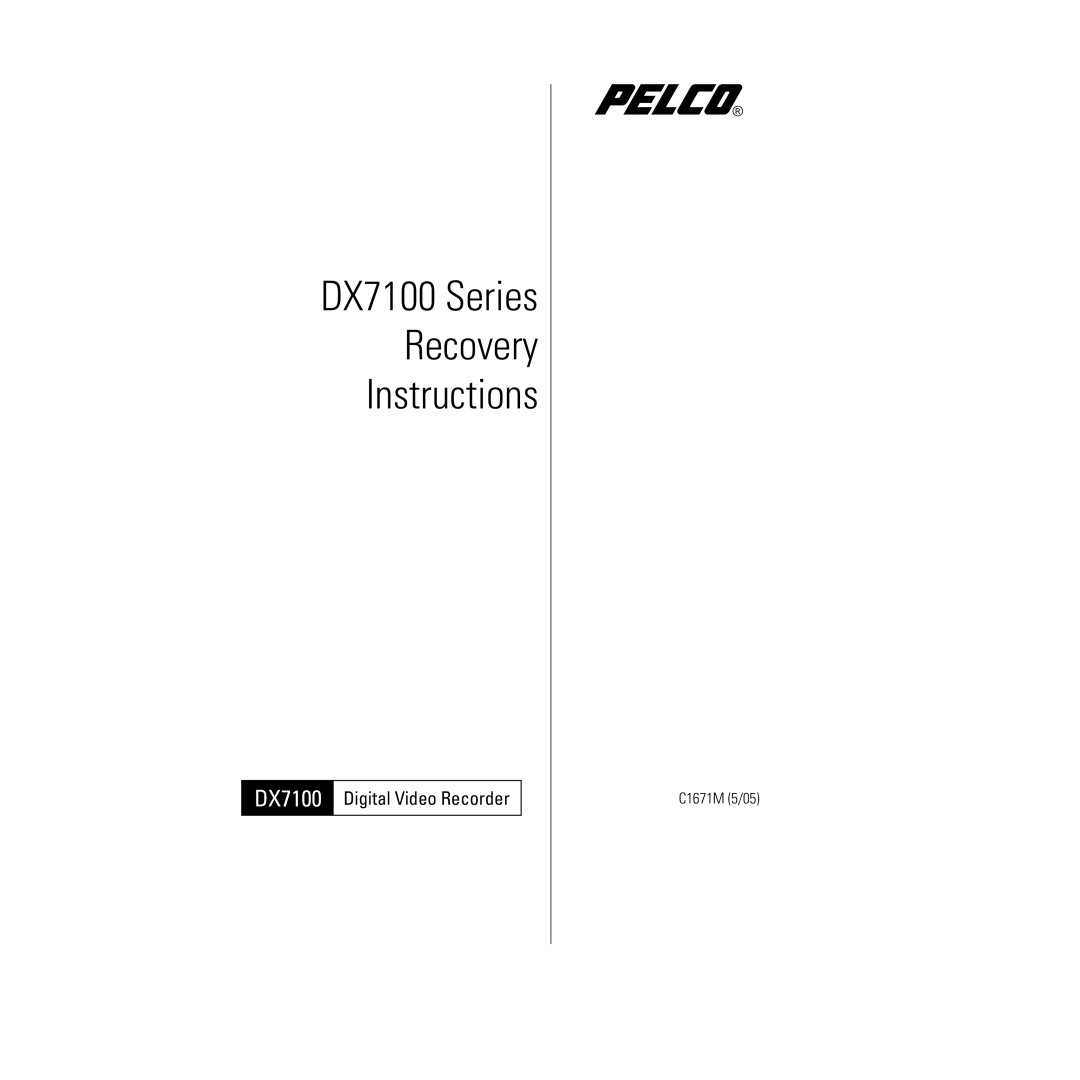 Pelco DX7100 Series Recovery Instructions manual 