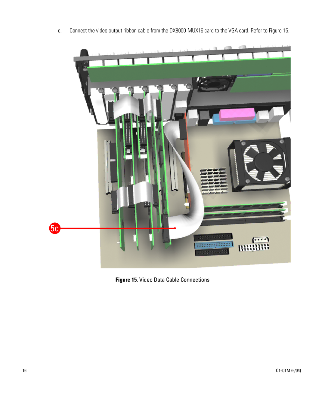 Pelco DX8000-MUX16 installation manual Video Data Cable Connections 