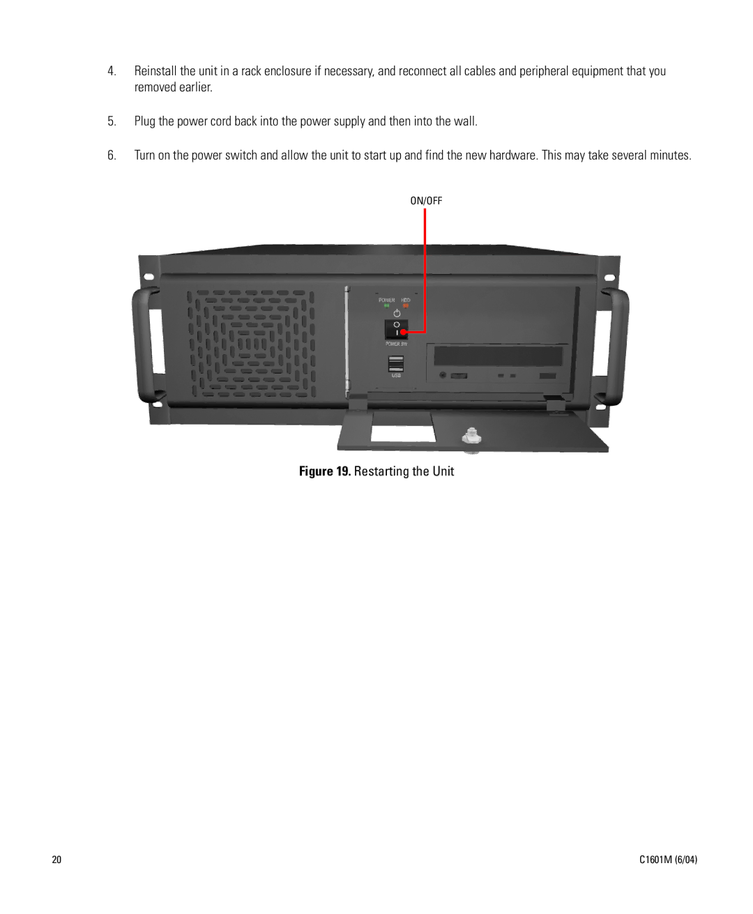 Pelco DX8000-MUX16 installation manual Restarting the Unit 