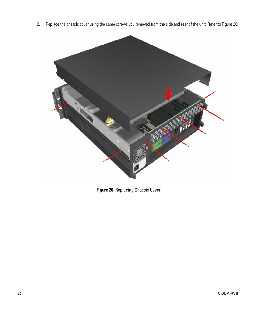 Pelco Dx8000 manual Replacing Chassis Cover 