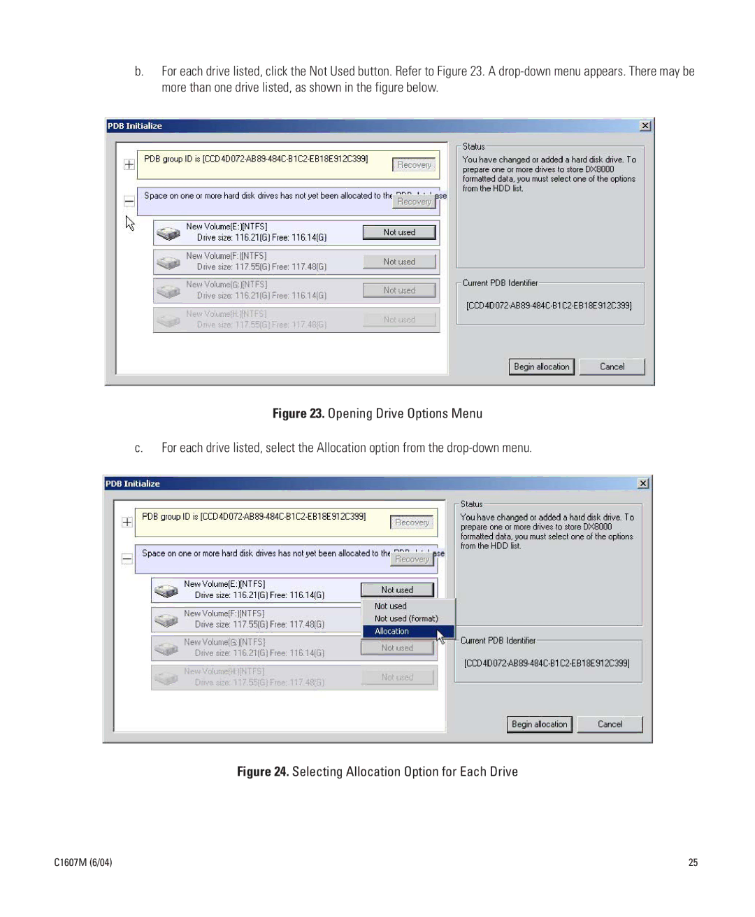 Pelco Dx8000 manual Selecting Allocation Option for Each Drive 