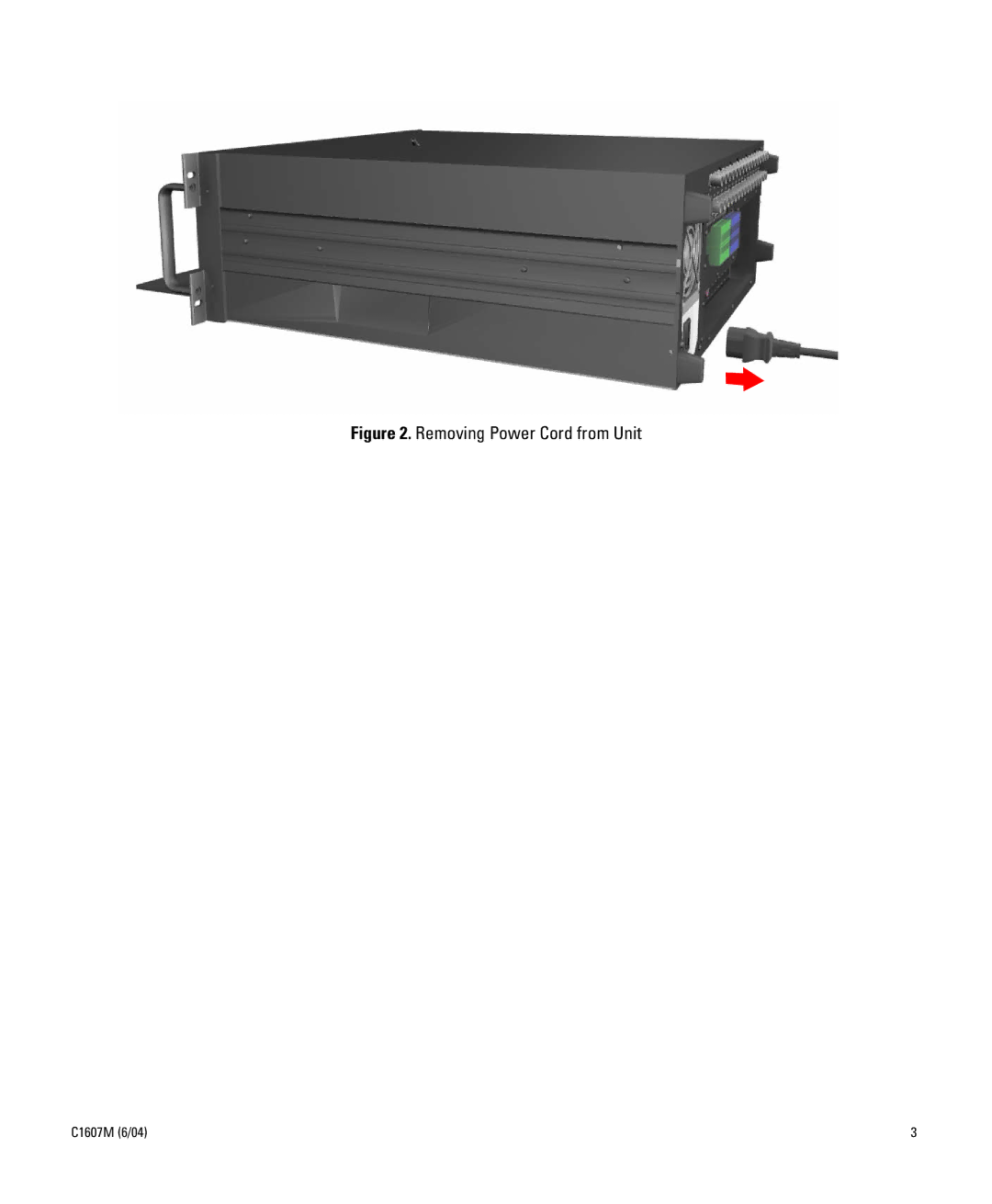 Pelco Dx8000 manual Removing Power Cord from Unit 