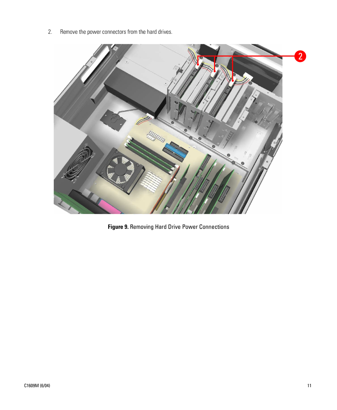 Pelco Dx8000 manual Removing Hard Drive Power Connections 