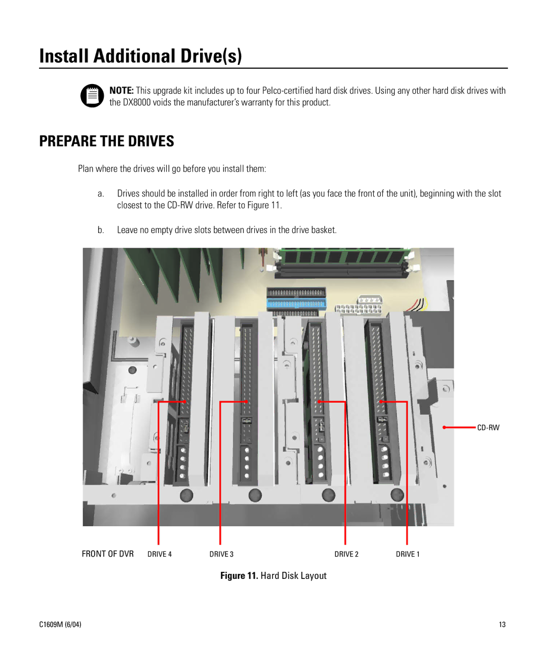 Pelco Dx8000 manual Install Additional Drives, Prepare the Drives 