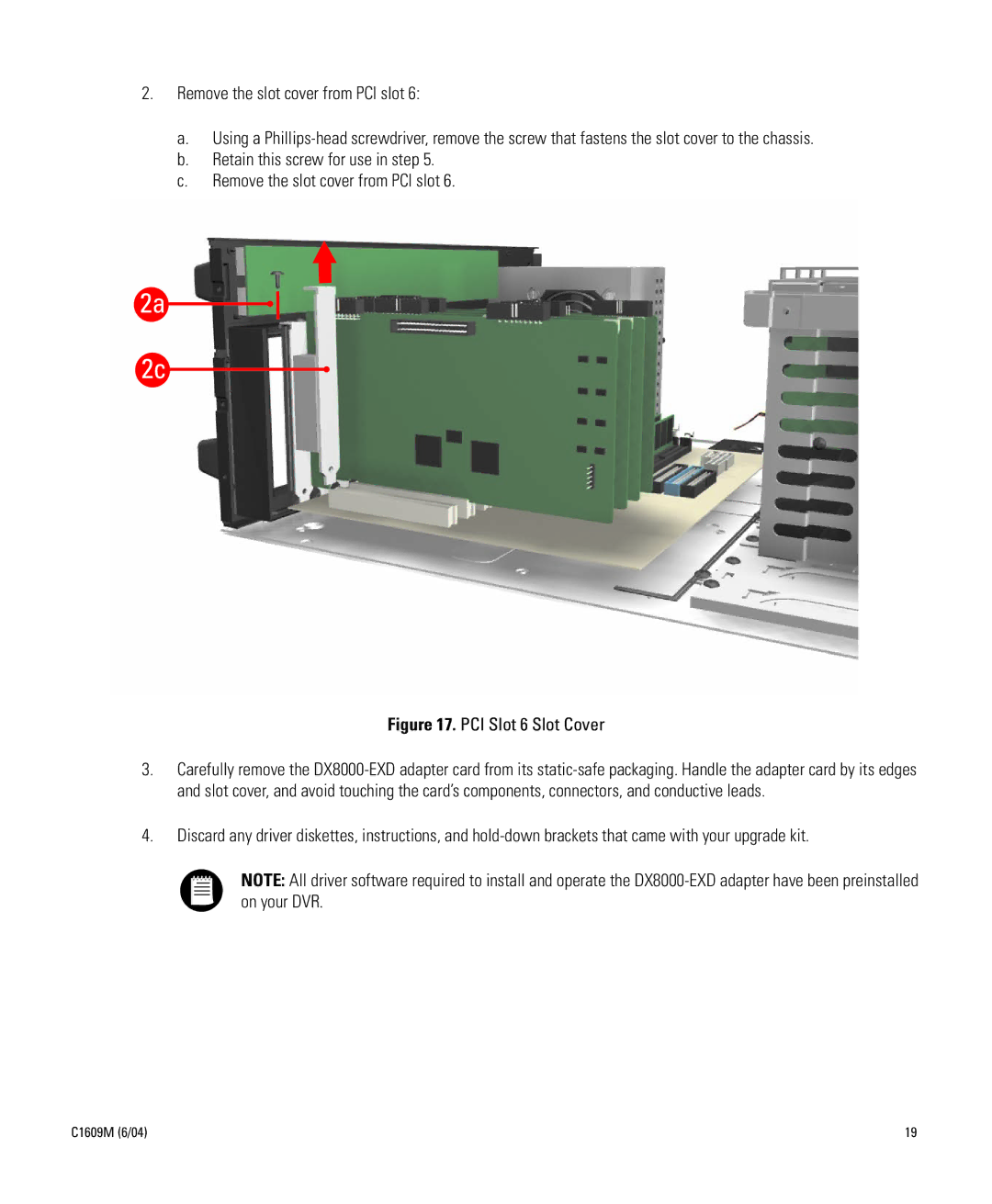 Pelco Dx8000 manual PCI Slot 6 Slot Cover 