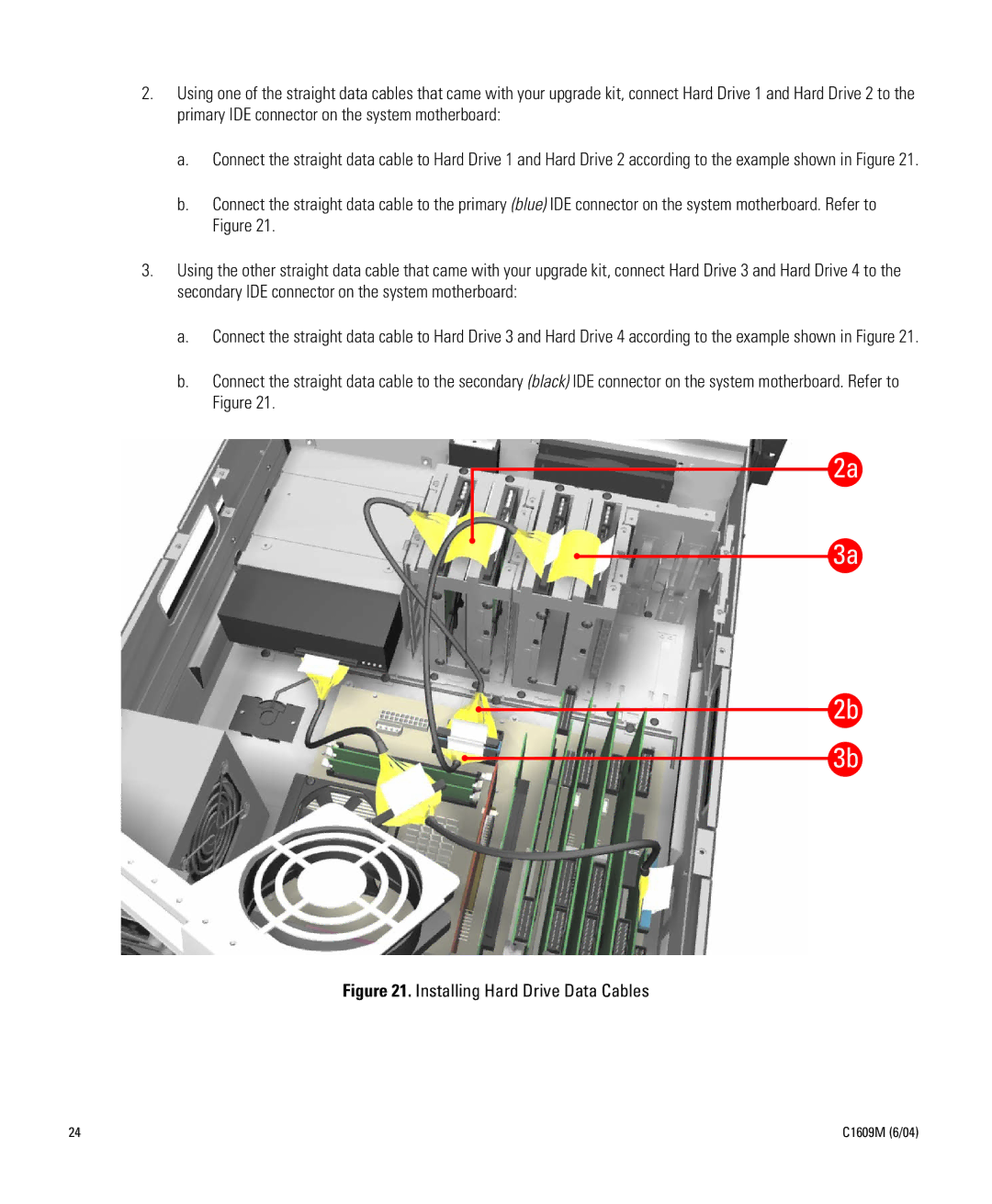 Pelco Dx8000 manual Installing Hard Drive Data Cables 