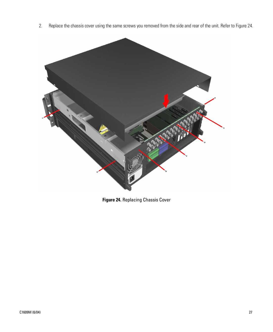 Pelco Dx8000 manual Replacing Chassis Cover 