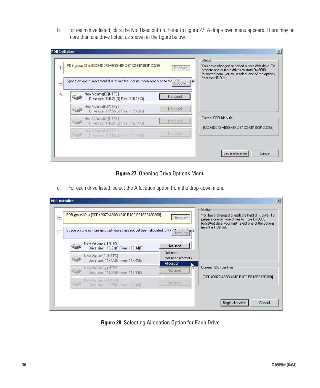 Pelco Dx8000 manual Selecting Allocation Option for Each Drive 