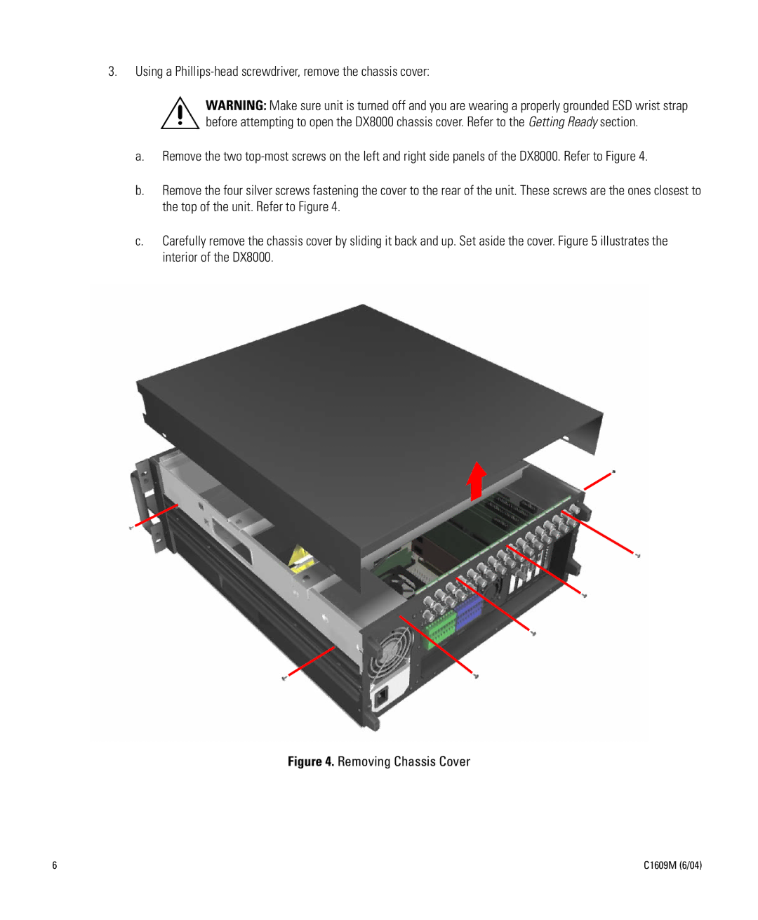 Pelco Dx8000 manual Removing Chassis Cover 