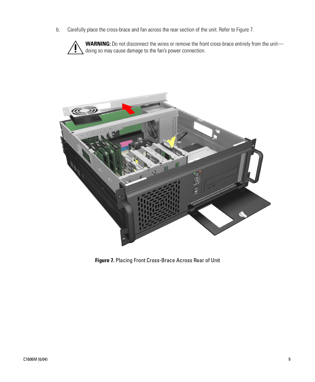 Pelco Dx8000 manual Placing Front Cross-Brace Across Rear of Unit 