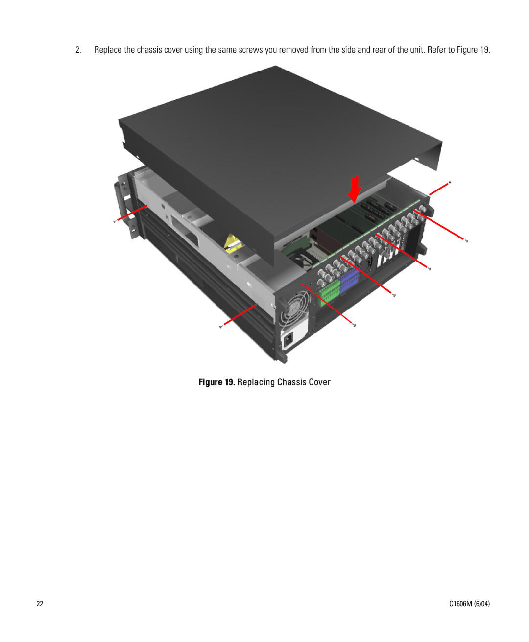 Pelco Dx8000 manual Replacing Chassis Cover 