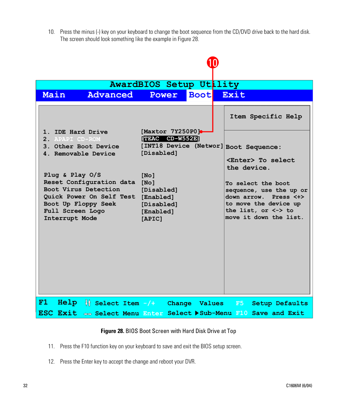 Pelco Dx8000 manual Item Specific Help IDE Hard Drive 