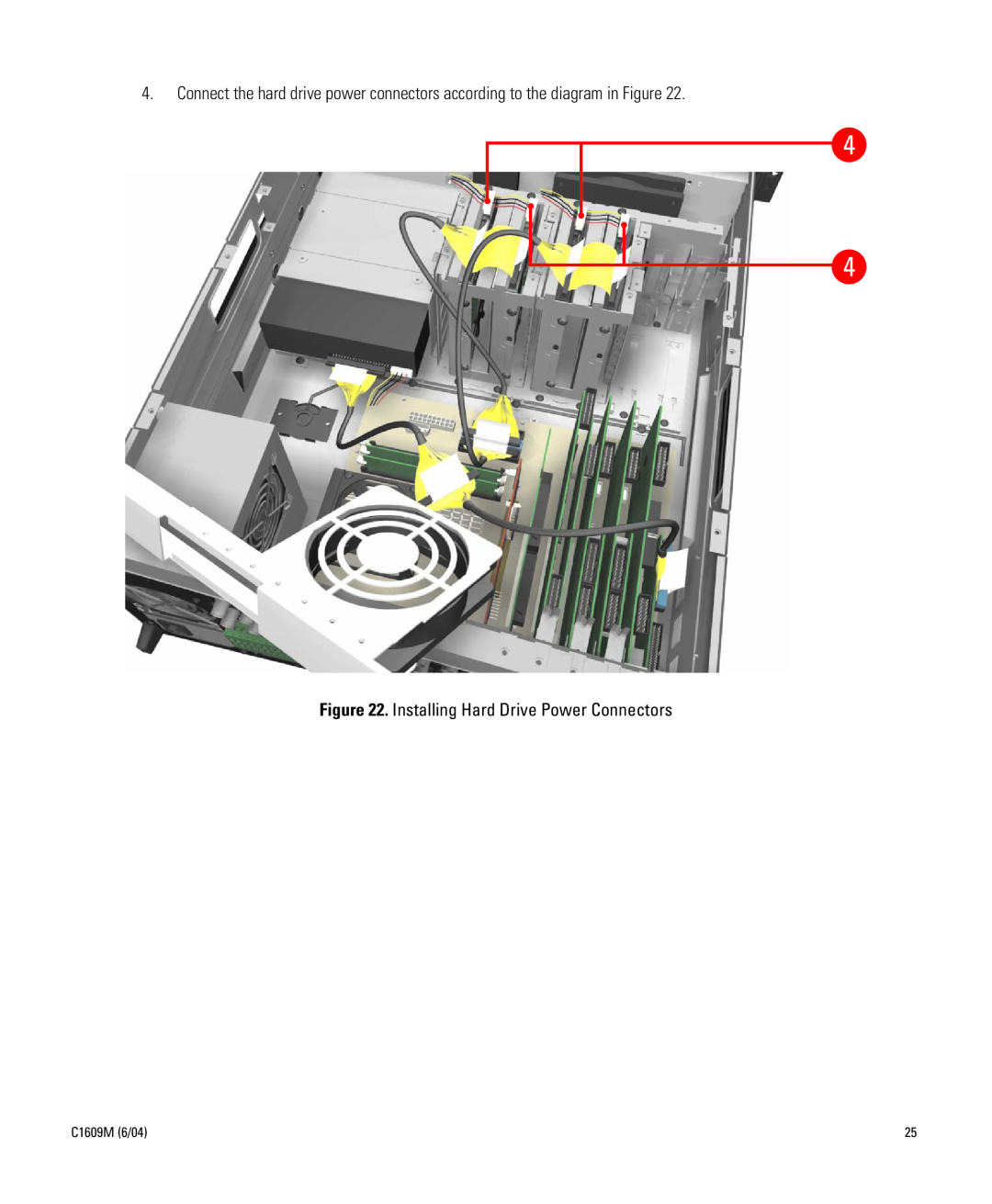 Pelco Dx8000 manual Installing Hard Drive Power Connectors, C1609M 6/04 