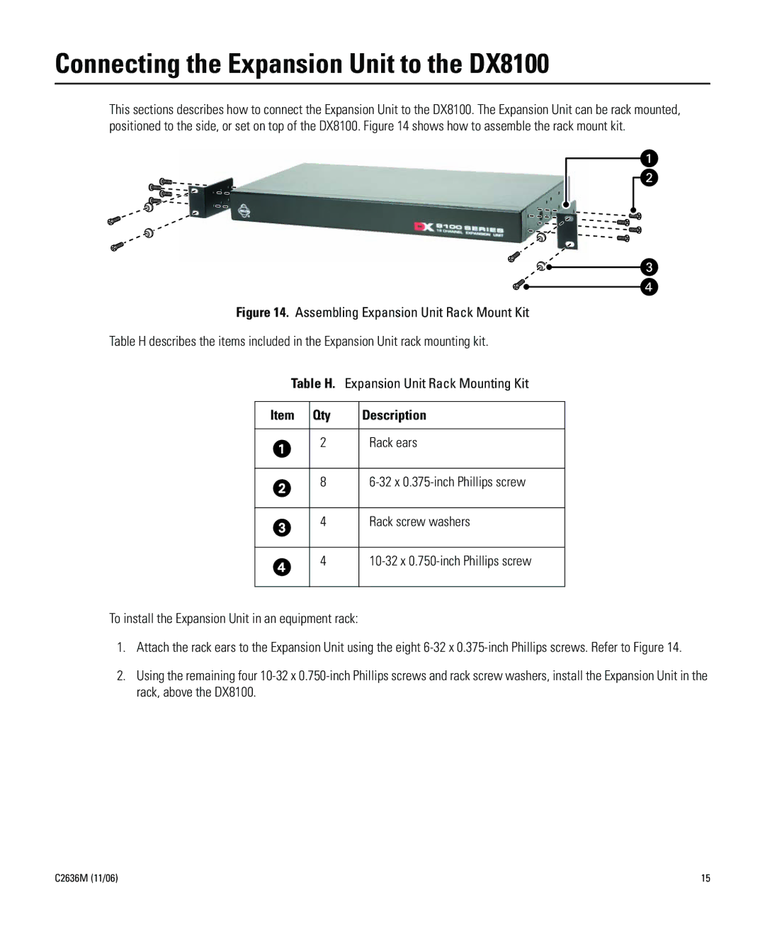 Pelco dx8100-exp installation manual Connecting the Expansion Unit to the DX8100, Item Qty 