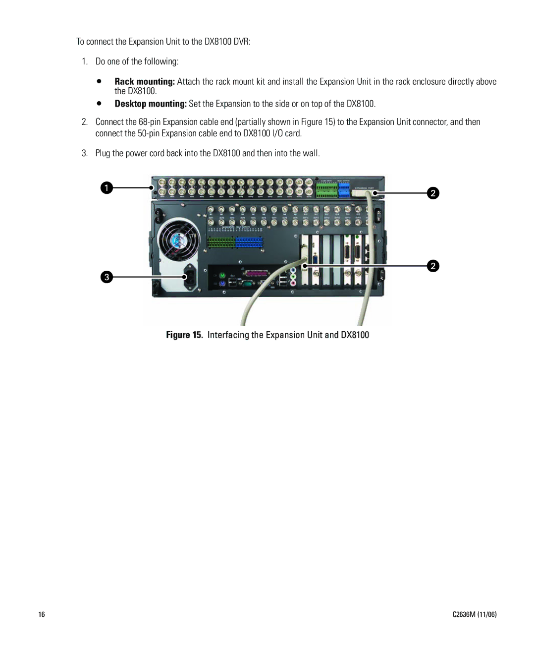 Pelco dx8100-exp installation manual Interfacing the Expansion Unit and DX8100 