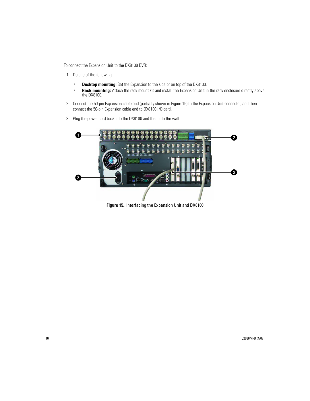 Pelco dx8100-exp installation manual Interfacing the Expansion Unit and DX8100 