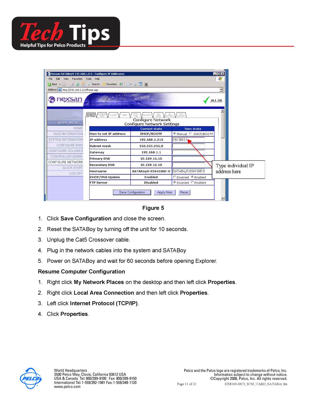 Pelco DX8100-ISCI installation manual Resume Computer Configuration 