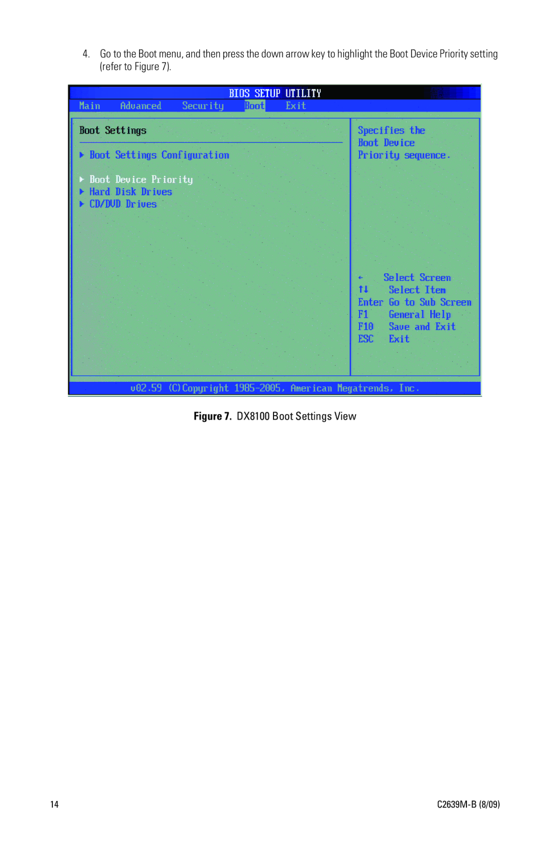 Pelco DX8100 Series manual DX8100 Boot Settings View 