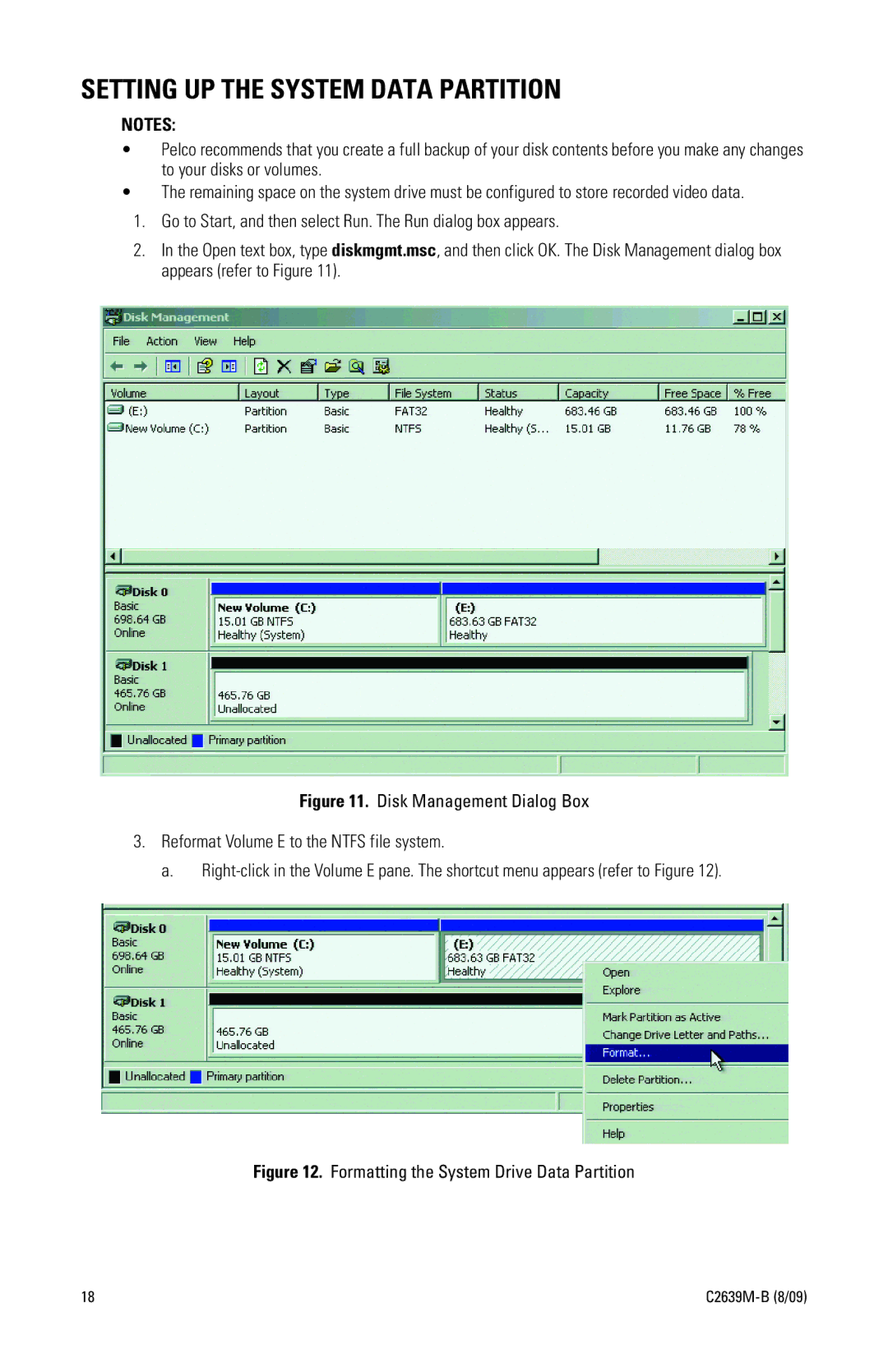 Pelco DX8100 Series manual Setting UP the System Data Partition, Formatting the System Drive Data Partition 