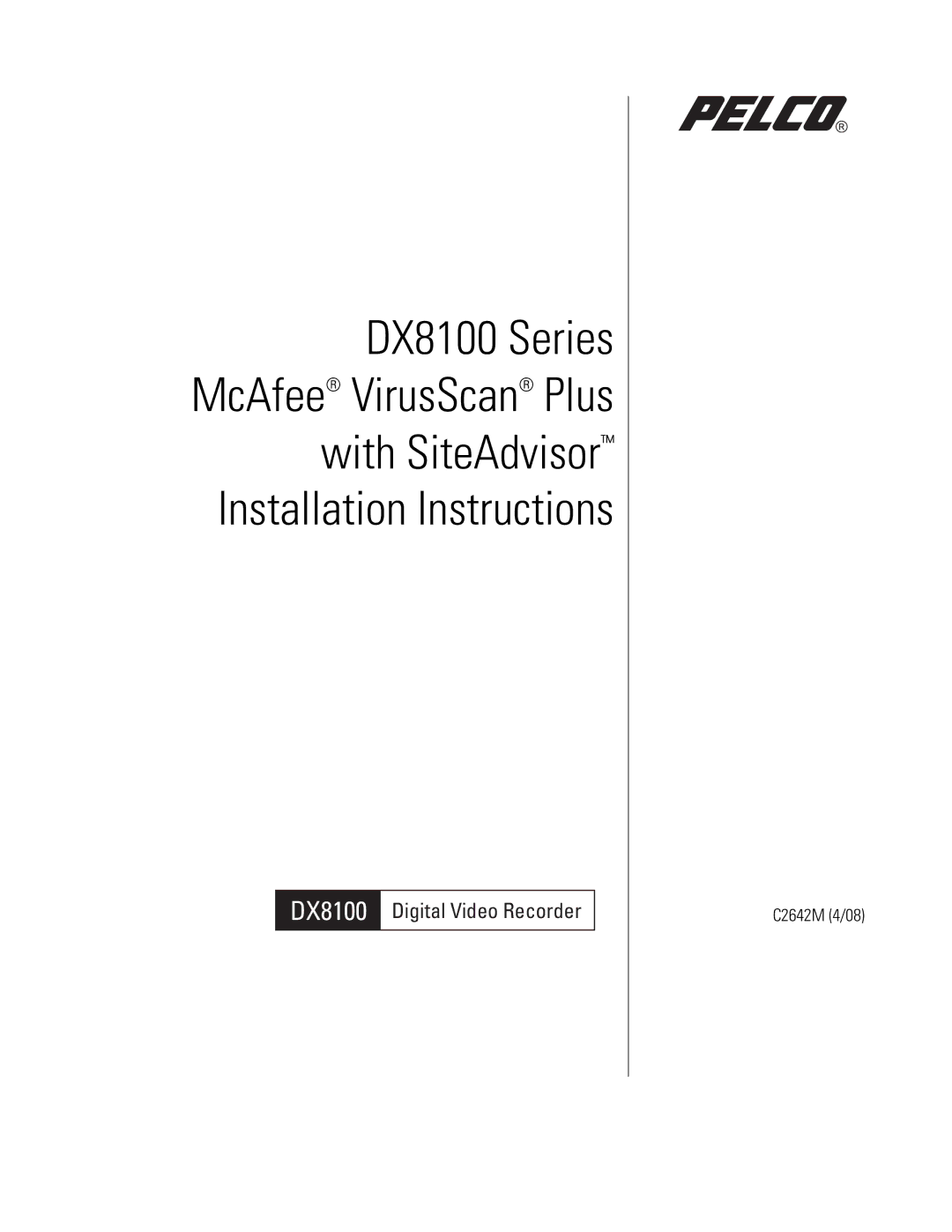 Pelco dx8100 installation instructions DX8100 