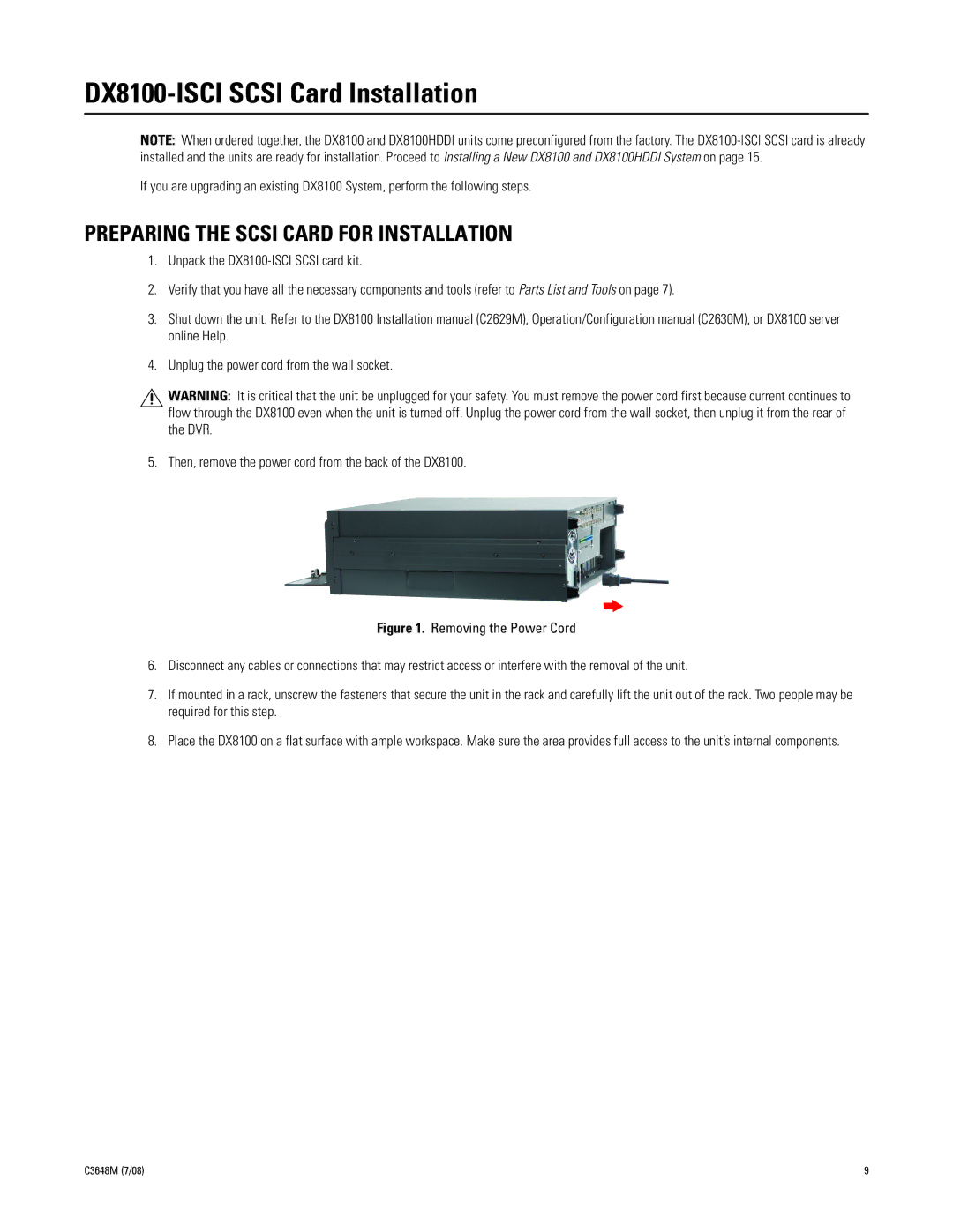 Pelco dx8100 manual DX8100-ISCI Scsi Card Installation, Preparing the Scsi Card for Installation 