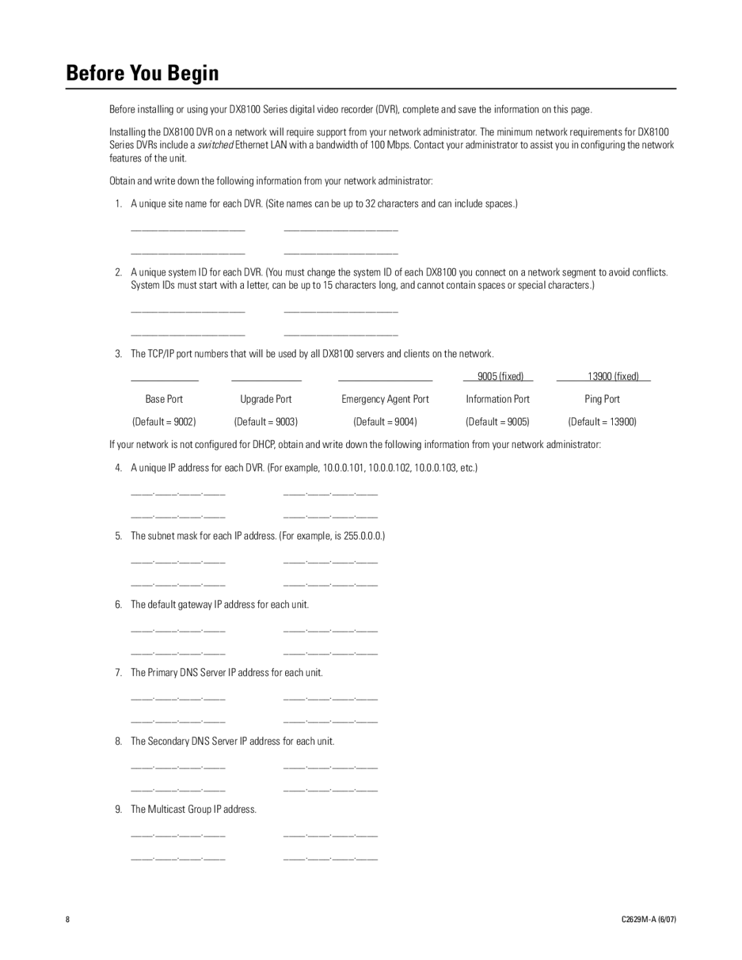 Pelco dx8100 manual Before You Begin 