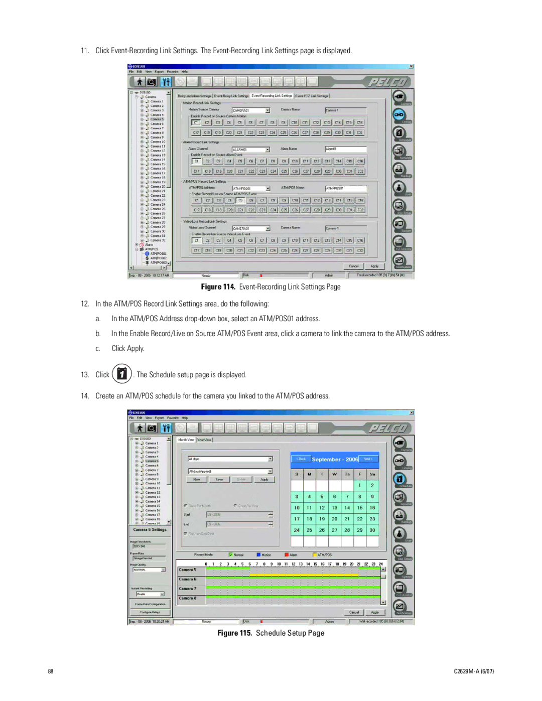 Pelco dx8100 manual Schedule Setup 