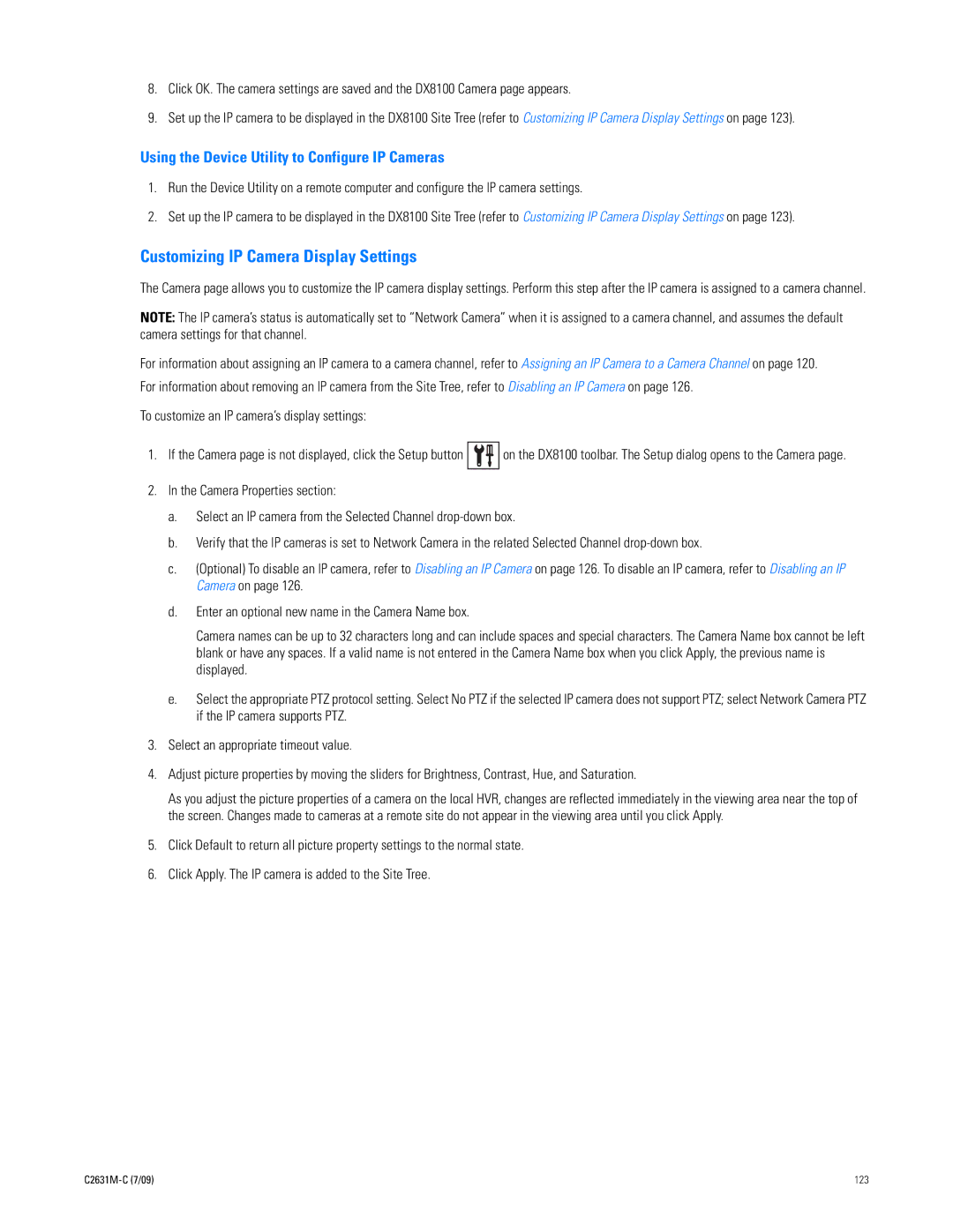 Pelco dx8100 manual Customizing IP Camera Display Settings, Using the Device Utility to Configure IP Cameras 