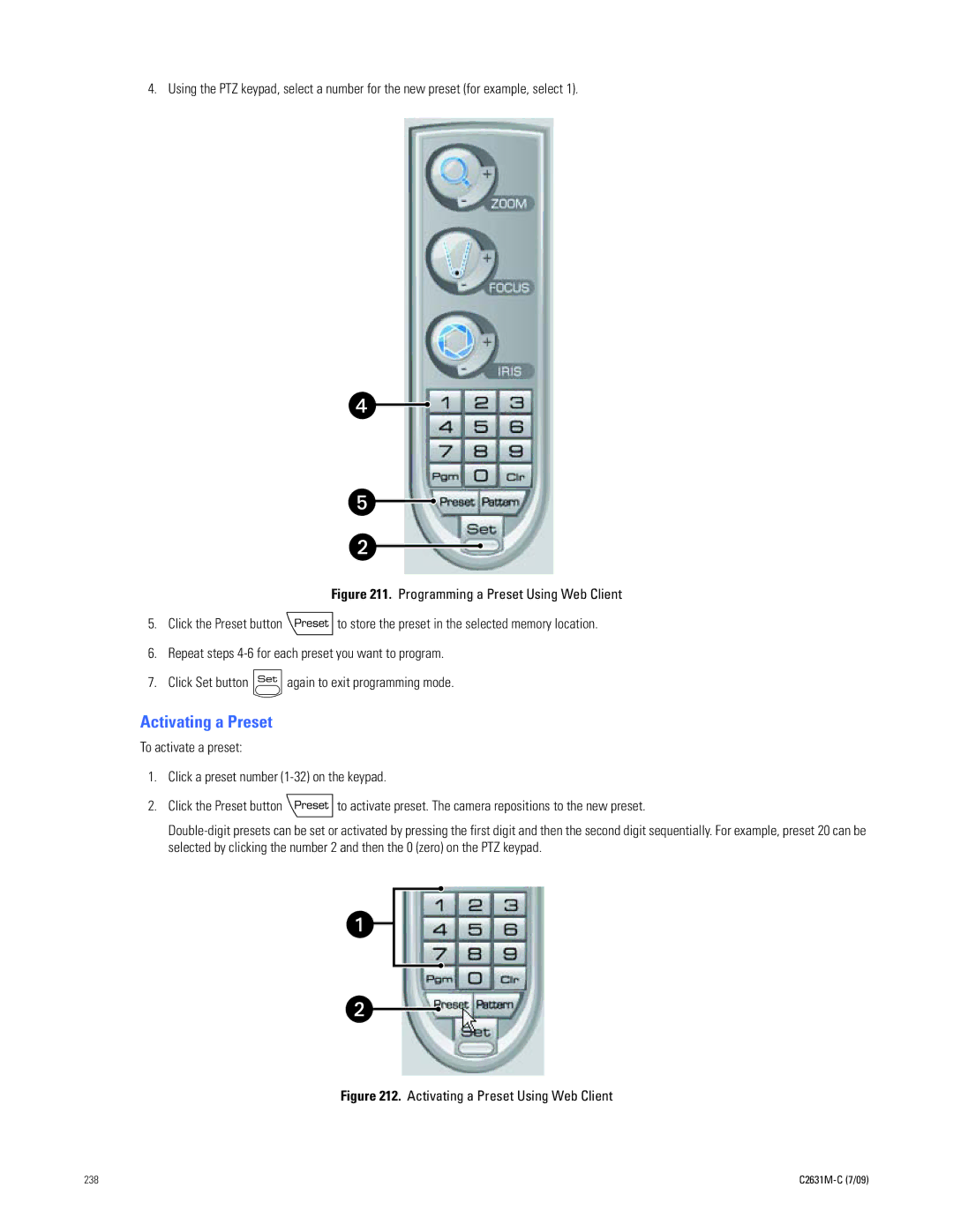 Pelco dx8100 manual Activating a Preset Using Web Client 