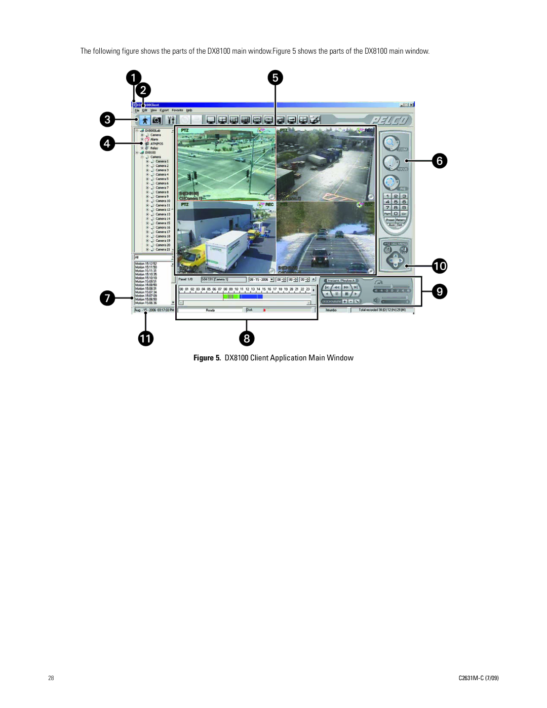 Pelco dx8100 manual DX8100 Client Application Main Window 