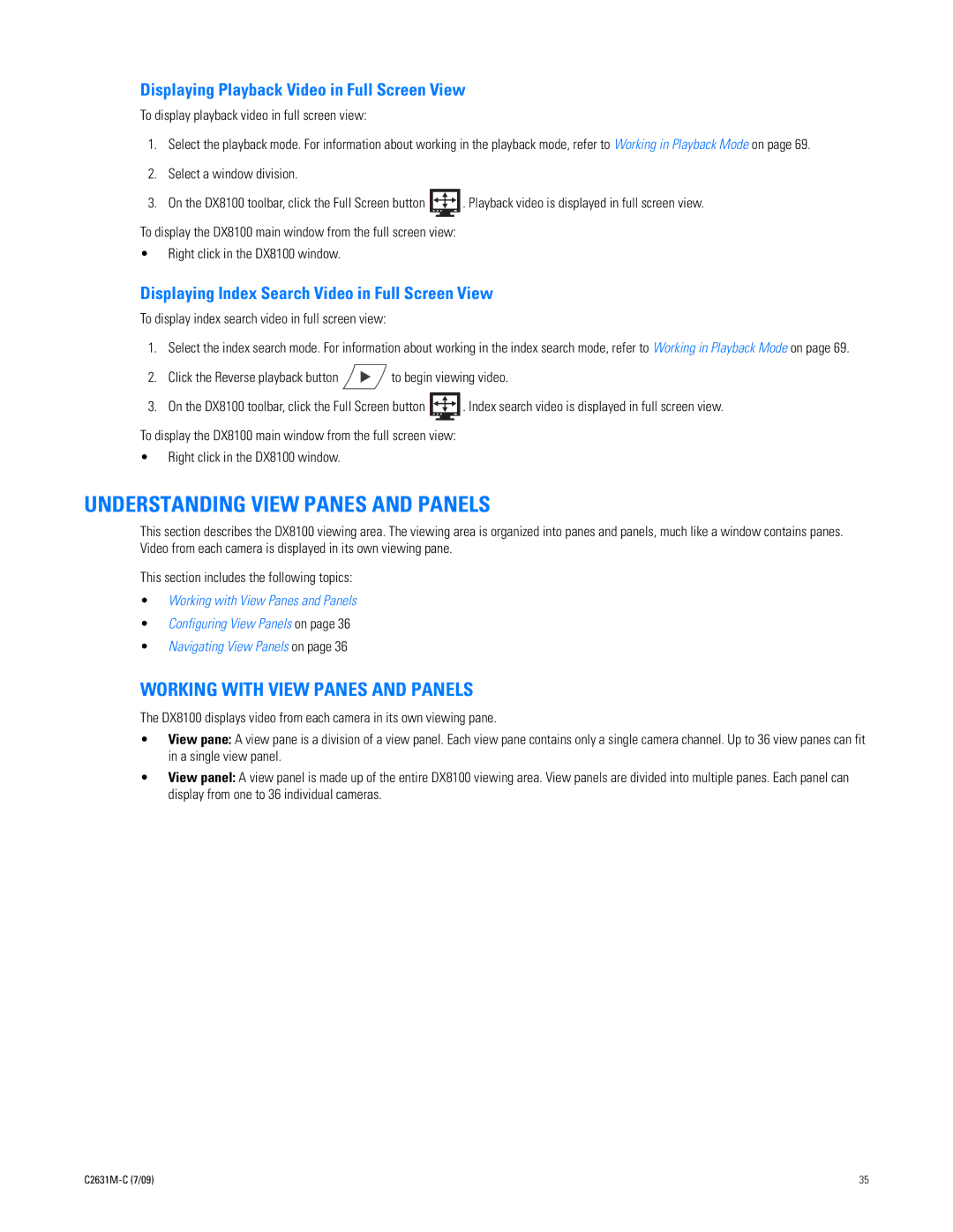 Pelco dx8100 manual Understanding View Panes and Panels, Working with View Panes and Panels 