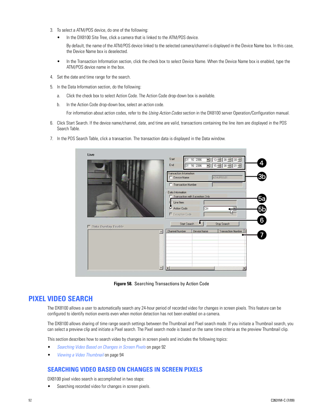 Pelco dx8100 manual Pixel Video Search, Searching Video Based on Changes in Screen Pixels 