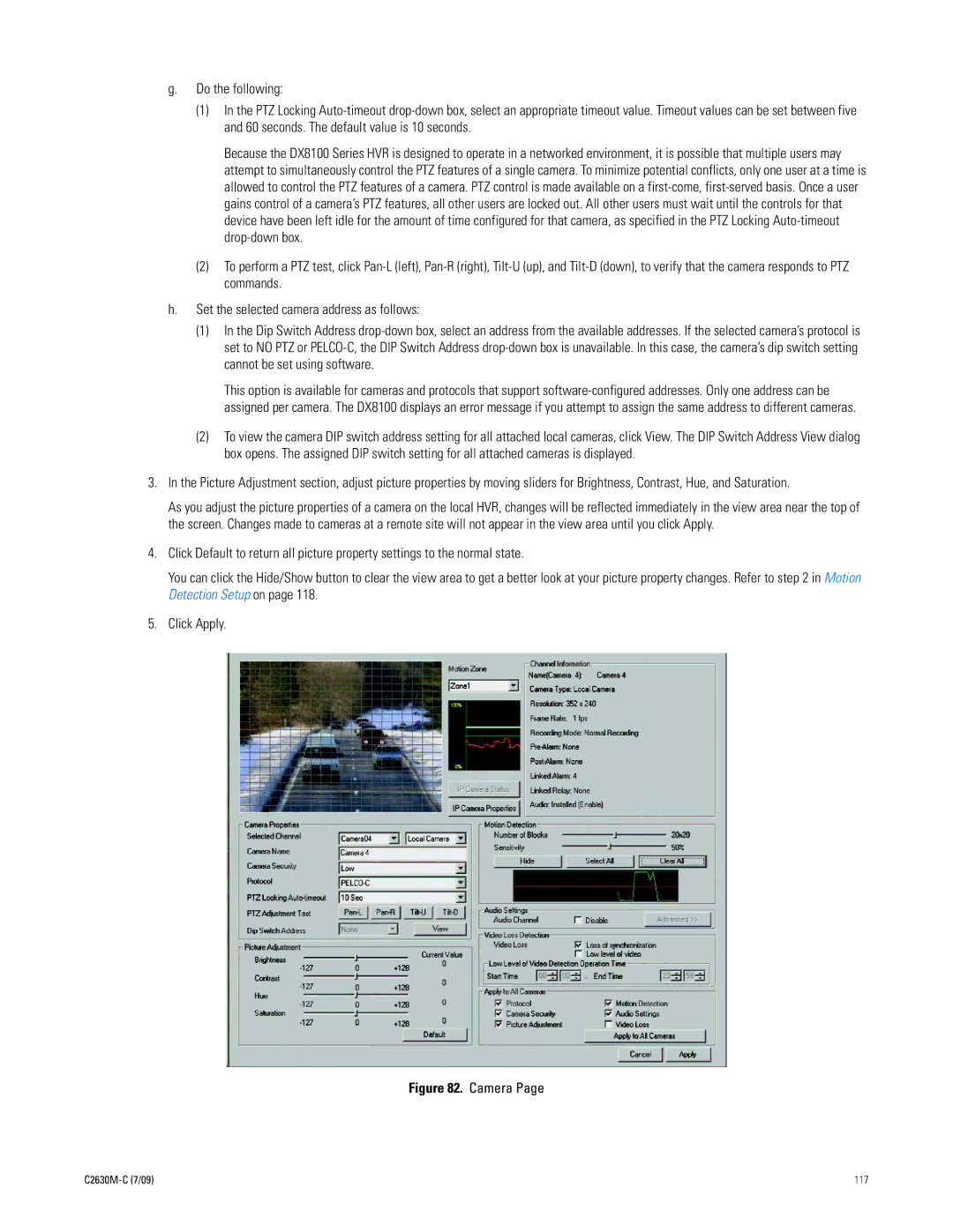 Pelco dx8100 manual Camera 