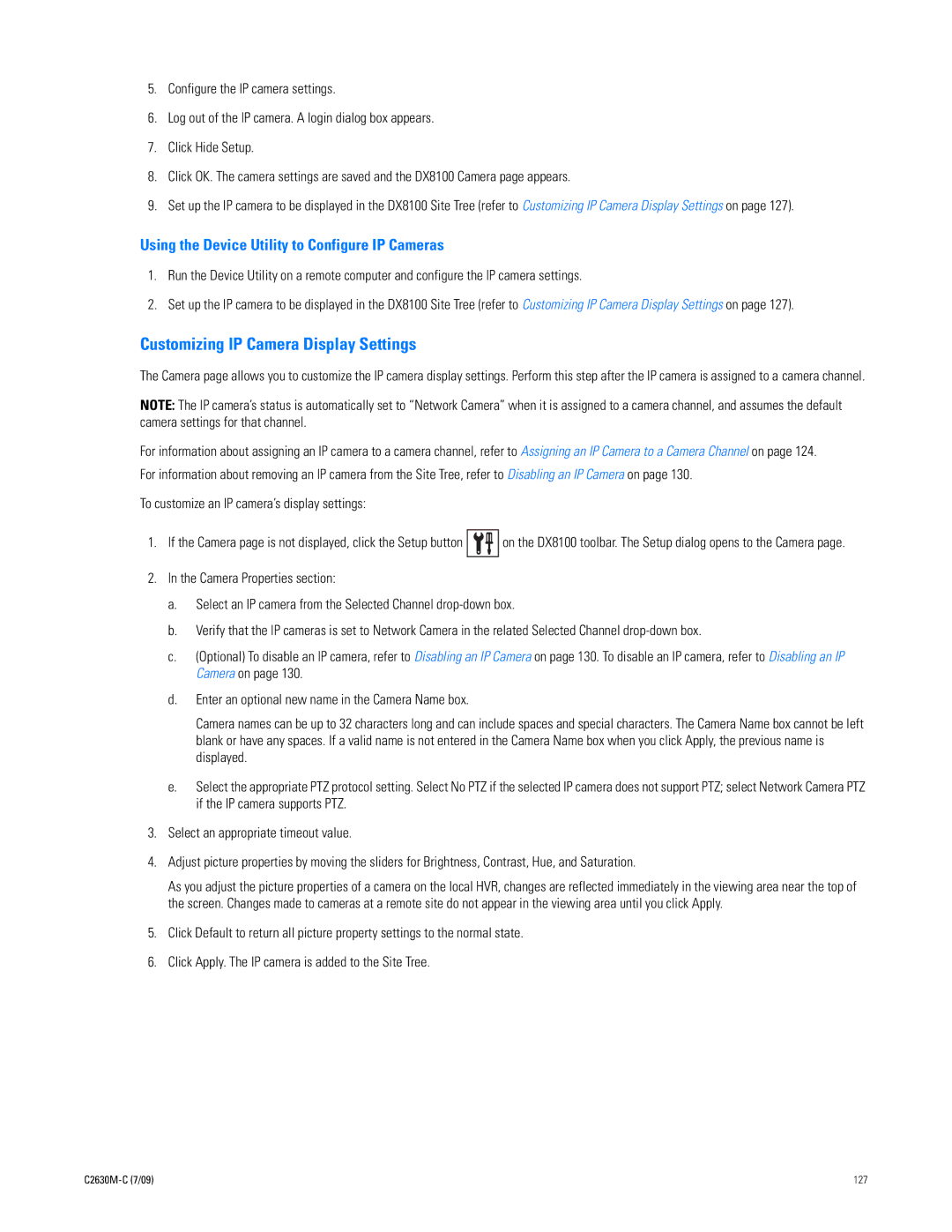 Pelco dx8100 manual Customizing IP Camera Display Settings, Using the Device Utility to Configure IP Cameras 