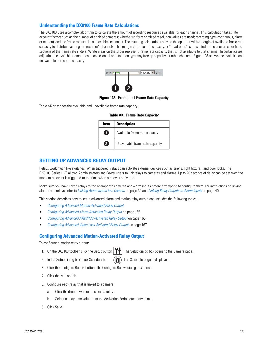 Pelco dx8100 manual Setting UP Advanced Relay Output, Understanding the DX8100 Frame Rate Calculations 