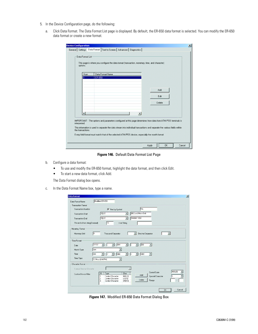 Pelco dx8100 manual Modified ER-650 Data Format Dialog Box 