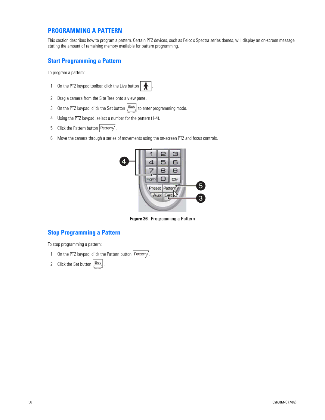 Pelco dx8100 manual Programming a Pattern 