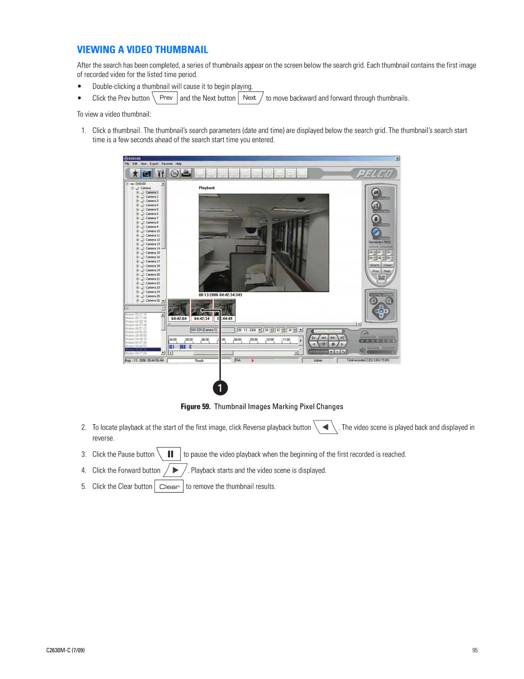 Pelco dx8100 manual Viewing a Video Thumbnail 