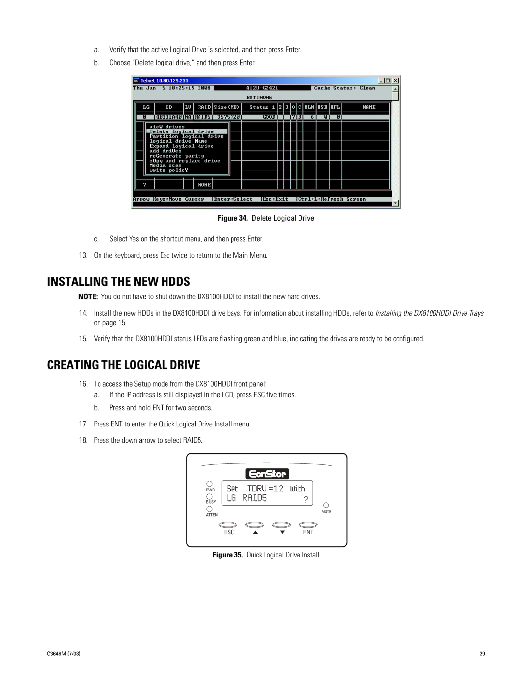 Pelco dx8100 manual Installing the NEW Hdds, Creating the Logical Drive 