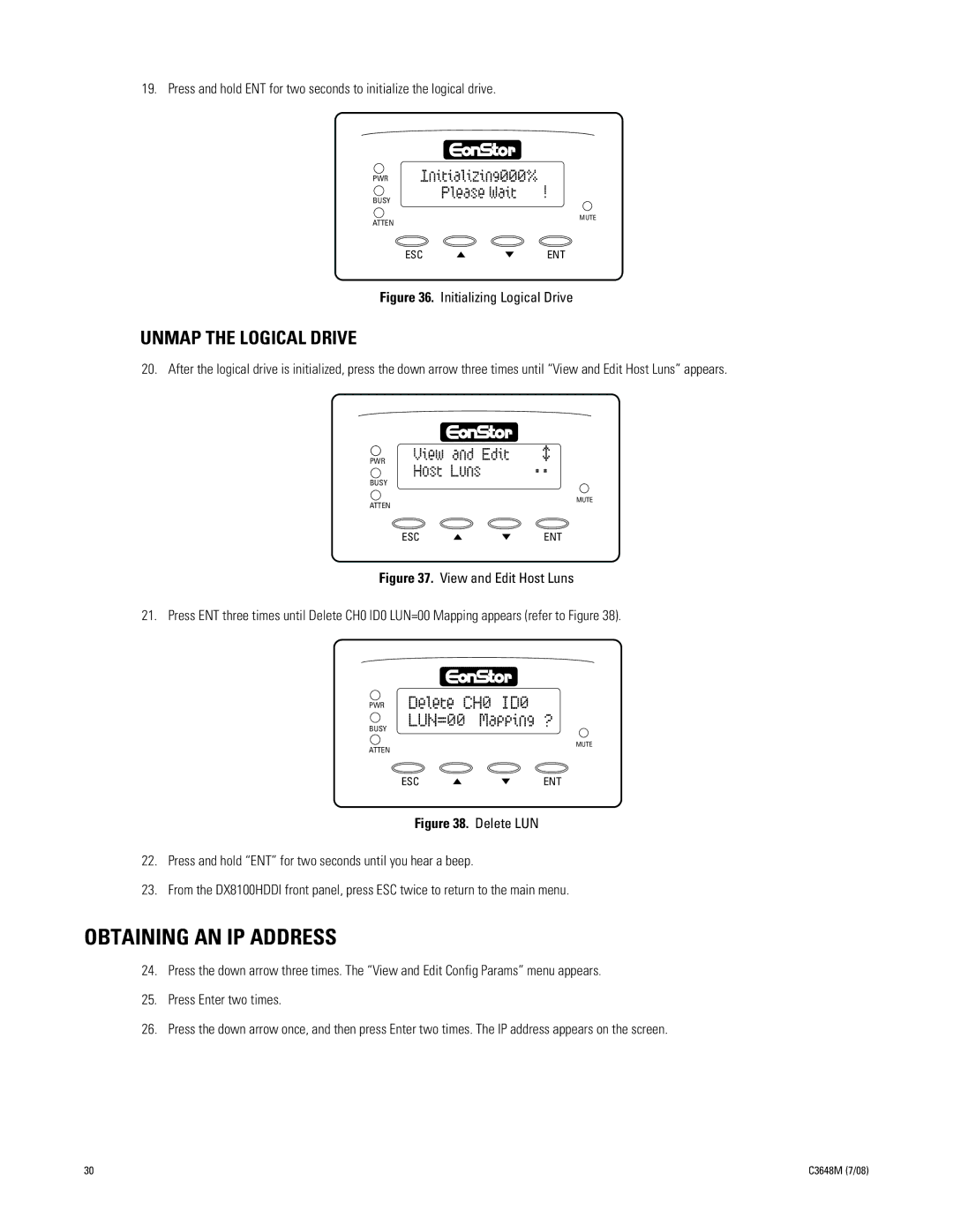 Pelco dx8100 manual Obtaining AN IP Address, Unmap the Logical Drive 