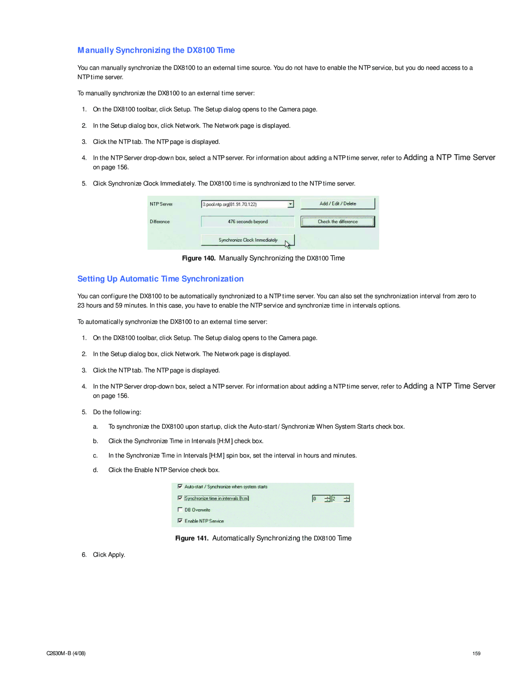 Pelco dx8100 manual Manually Synchronizing the DX8100 Time, Setting Up Automatic Time Synchronization 
