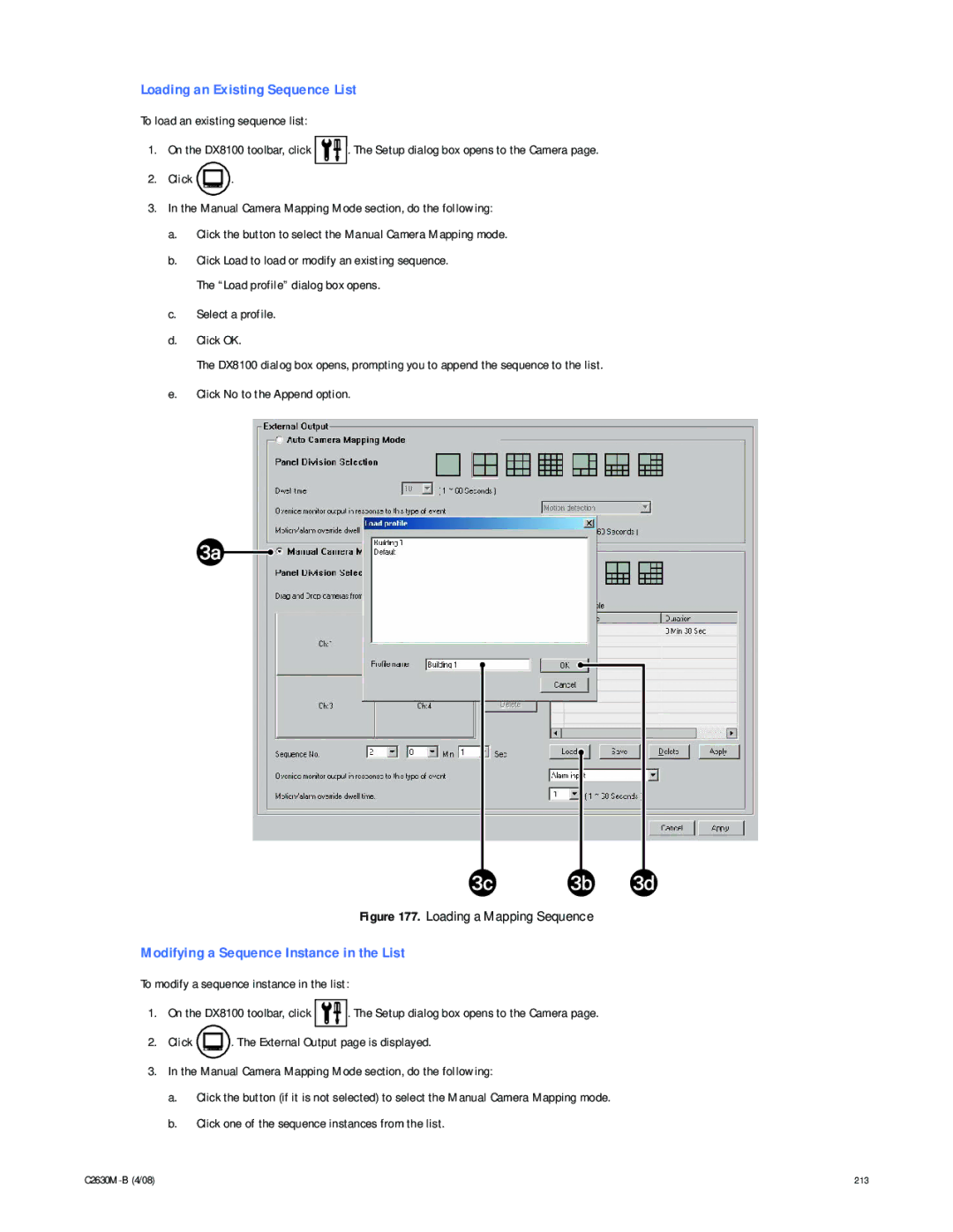 Pelco dx8100 manual Loading an Existing Sequence List, Modifying a Sequence Instance in the List 