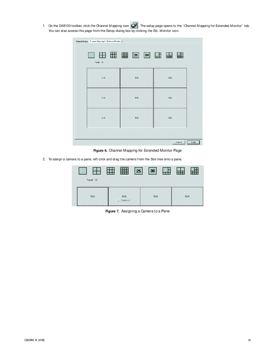 Pelco dx8100 manual Assigning a Camera to a Pane 