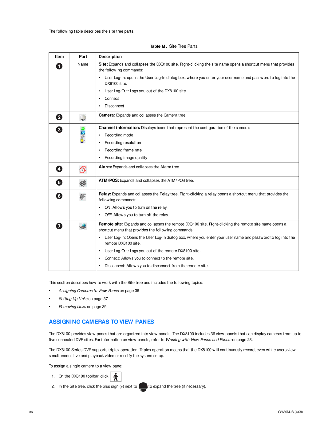 Pelco dx8100 manual Assigning Cameras to View Panes, Following commands 